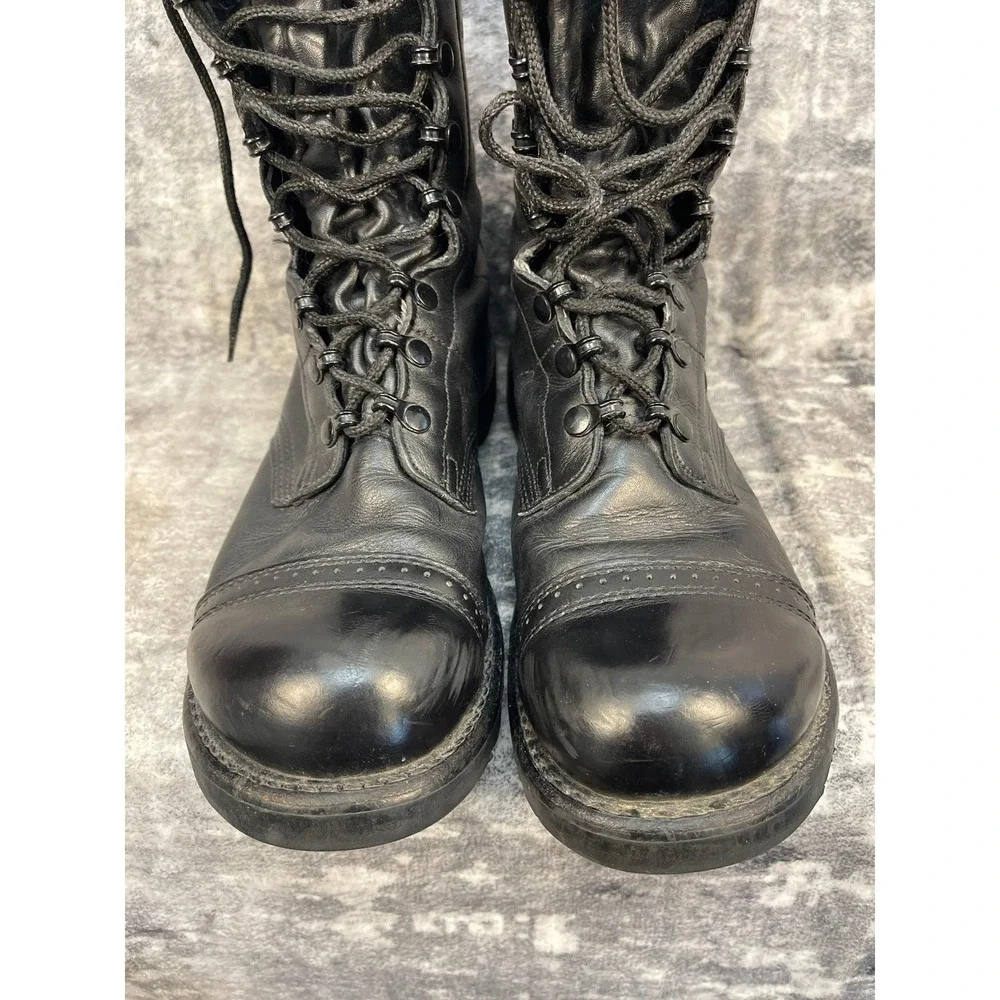 Vtg Corcoran Men 11.5 Black Leather Combat Jump Boots Cap Toe Grunge Military